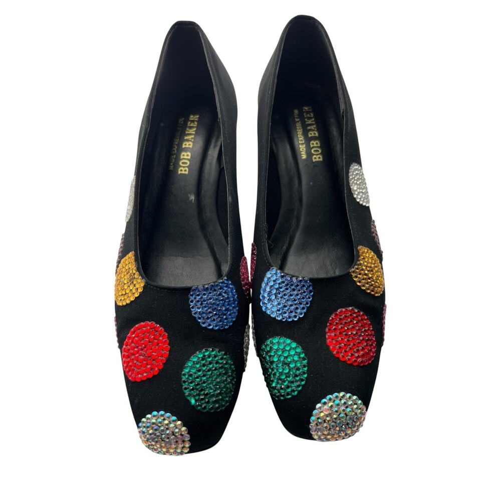 Bob Baker Women’s Pumps Shoes 8.5 Large Rhinestone Polka A Dots Multi Colored